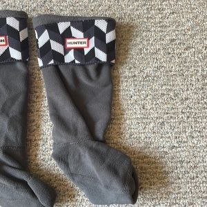 Tall, grey Hunter boot socks